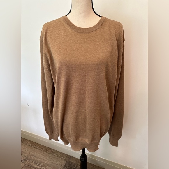 Filoversa 100% Merino Wool Sweater Style Sergei Camel  Colour SZ XL Unisex Italy - Picture 1 of 6
